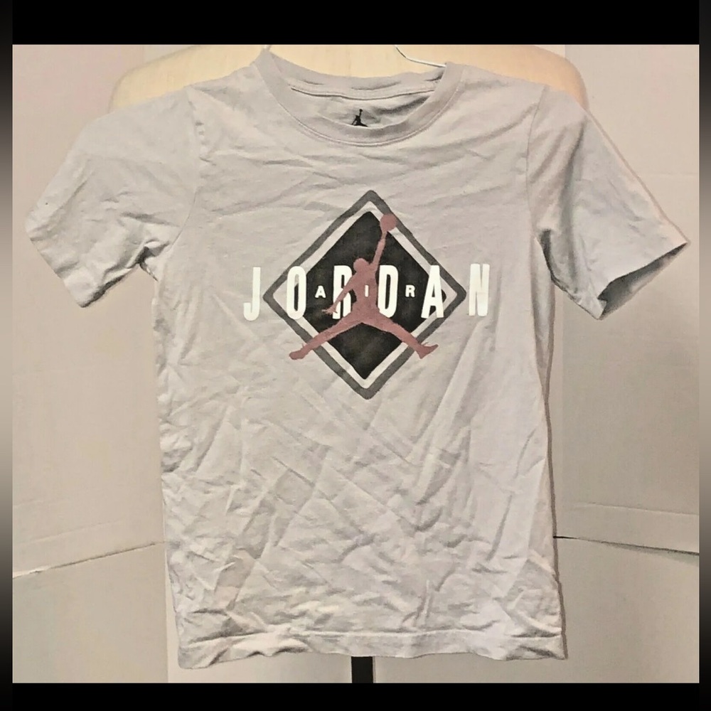 JORDAN Youth Jumpman Logo Gray Short Sleeve T-Shirt Air Jordan Boys Size M